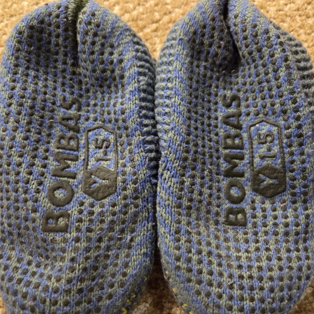 Blue and Yellow Knit Slippers - Picture 2 of 3
